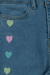 Love Heart Embroidered Jean